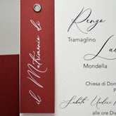 Partecipazione Matrimonio rettangolare con talloncino Rosso e occhiello  - Codice F1767